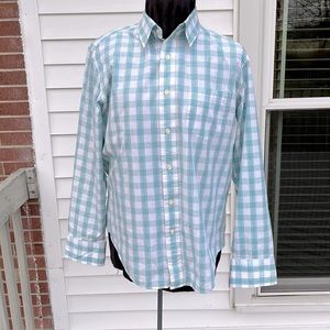 Men’s large green and white plaid shirt